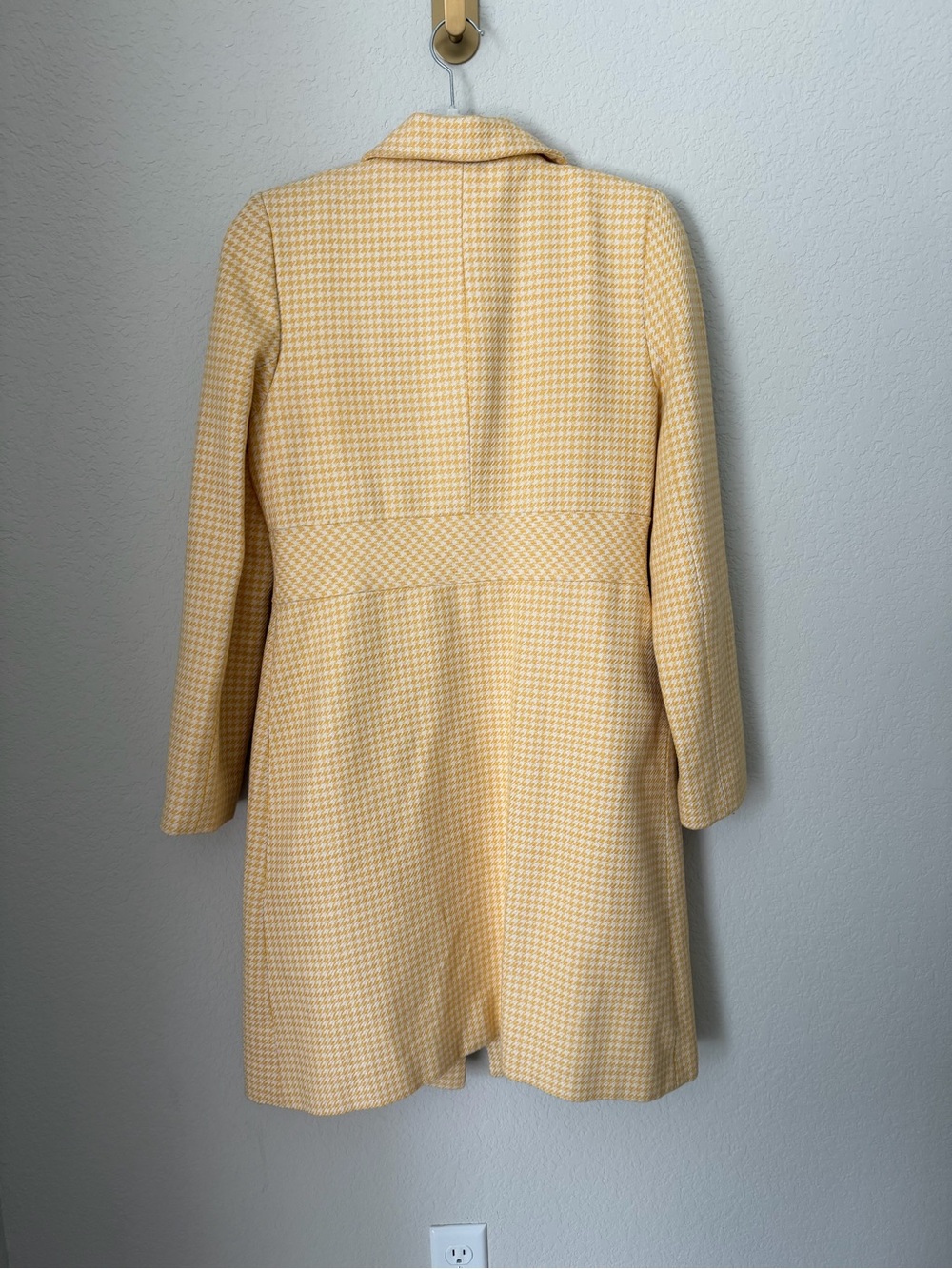 Women's Yellow Houndstooth Button-Front Coat - Picture 3 of 11